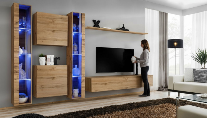 Brong Wunnwand Modern Hänkevitrinn Hänkschaf Luxus Ariichtung Wand Set