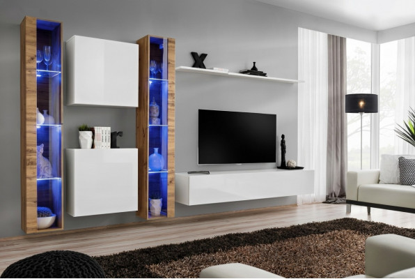 Wäiss TV-Ständer Wunnwand Wandspäicher Design Wunnzëmmermiwwelen Luxus Sideboard