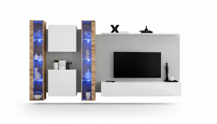 Wäiss TV-Ständer Wunnwand Wandspäicher Design Wunnzëmmermiwwelen Luxus Sideboard