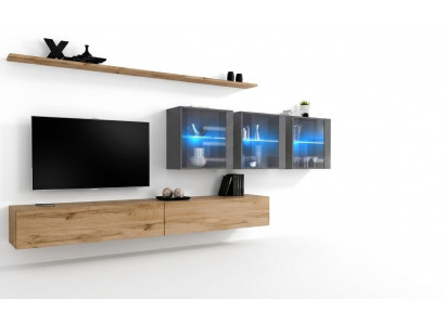 Komplett 7-deelzegs Wunnwand 340cm TV-Ständer Sideboard Wandschaf Luxus Ariichtung