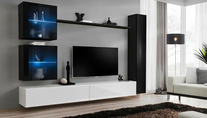 Wunnwand Set 6tlg Luxus Ariichtung Wunnzëmmer Designer TV-Stänner Wandsschaf