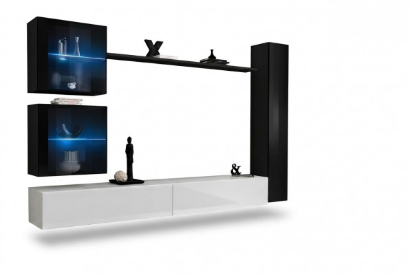 Wunnwand Set 6tlg Luxus Ariichtung Wunnzëmmer Designer TV-Stänner Wandsschaf