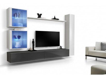Wäiss Wunnwand Wunnzëmmer Set TV-Ständer Designer Miwwelen Wand Schaf Säitestéck