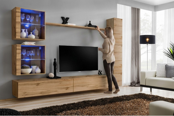 Braun Wunnwand Hänkschaf Designer TV-Ständer Ariichtung Regal Modern