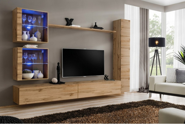 Braun Wunnwand Hänkschaf Designer TV-Ständer Ariichtung Regal Modern