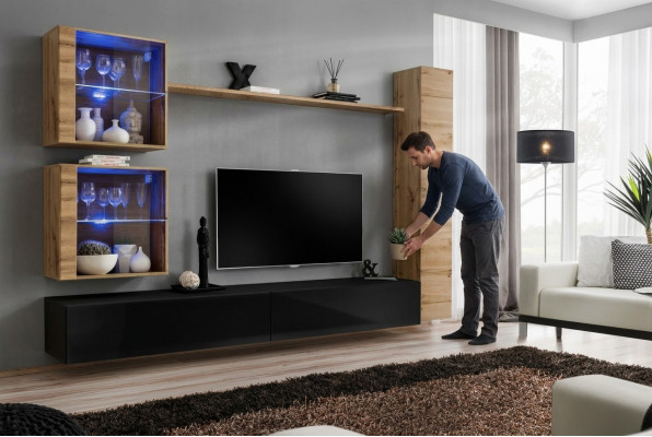 Designer Wunnzëmmer Miwwelen Mauer Schafsstéck Wunnwand Regal TV-Ständer Set 6 Stécker.