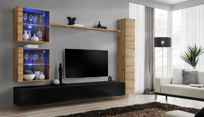 Designer Wunnzëmmer Miwwelen Mauer Schafsstéck Wunnwand Regal TV-Ständer Set 6 Stécker.