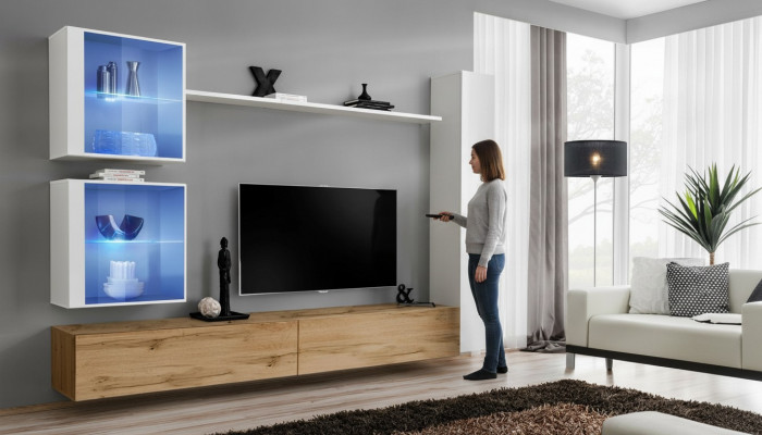Wunnzëmmer Komplett Wunnwand Set 6 Stéck Designer Luxus Ariichtung Wandsschaf