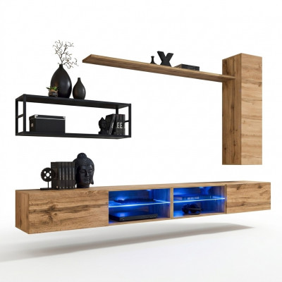 Braun Luxus Nei Wunnwand Set Wunnzëmmermiwwelen Ariichtung Wandschaf Wand Regal