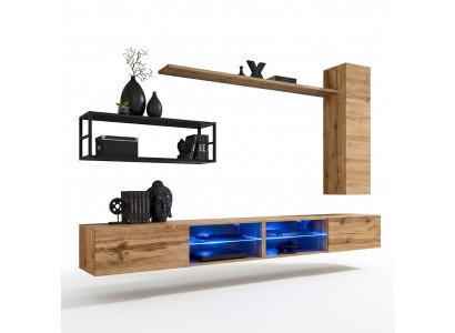 Braun Luxus Nei Wunnwand Set Wunnzëmmermiwwelen Ariichtung Wandschaf Wand Regal