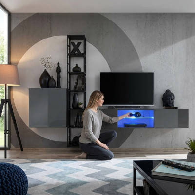 Wunnzëmmermiwwelen Wunnwand Holz Ariichtung TV-Ständer Komplett Nei Miwwelen