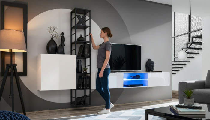 Komplett Set fir d'Stuff 3 tg Luxus Wunnwand Wandschaf TV-Stänn Design