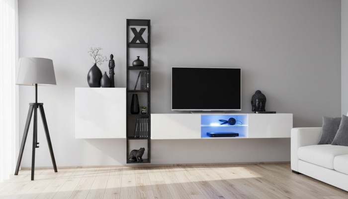 Komplett Set fir d'Stuff 3 tg Luxus Wunnwand Wandschaf TV-Stänn Design