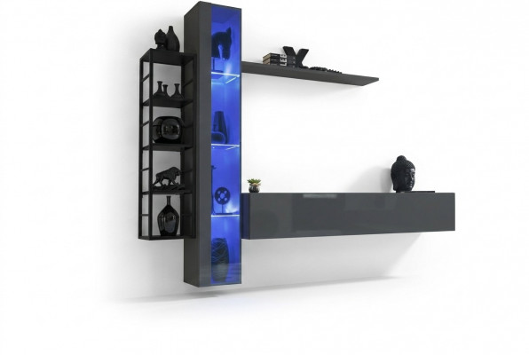 Moderne Wunnmauer Ariichtungsdesign Stil Stuff TV-Stänner Mauer Vitrin