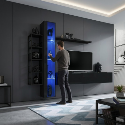 Wunnwand Schwaarz Designer TV-Stänner Wäinstuffmiwwelen Miwwelen Komplett Sideboard