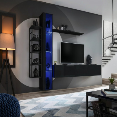 Wunnwand Schwaarz Designer TV-Stänner Wäinstuffmiwwelen Miwwelen Komplett Sideboard