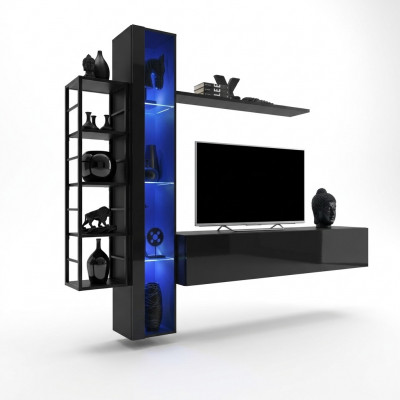 Wunnwand Schwaarz Designer TV-Stänner Wäinstuffmiwwelen Miwwelen Komplett Sideboard