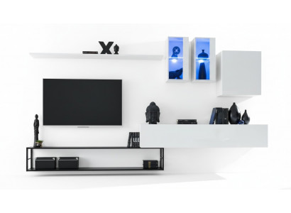 Komplett Wunnwand Designer Luxus Wunnzëmmermébel Wäiss TV-Ständer Sideschaf