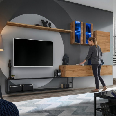 Wunnwand Braun Designer Sideboard TV-Ständer Ariichtung Luxus Komplett Nei