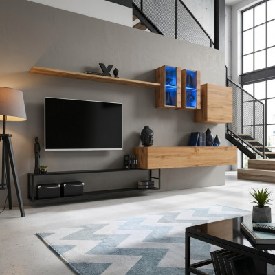 Wunnwand Braun Designer Sideboard TV-Ständer Ariichtung Luxus Komplett Nei