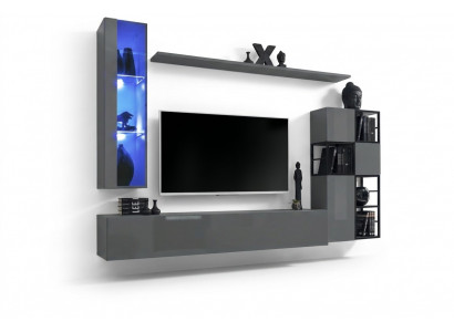 Designer gro Wohnwand hängende Vitrinn TV-Stänner komplett héichglanz Sideboard