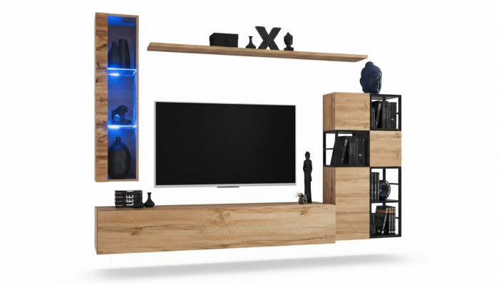 Holzmöbel Braun Design Wunnwand TV Ständer Ariichtung Wunnzëmmermöbel Garnitur