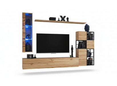 Holzmöbel Braun Design Wunnwand TV Ständer Ariichtung Wunnzëmmermöbel Garnitur