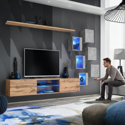 Modern Wandmiwwel Wunnwand Luxus Wand Regaler Sideboard TV-Ständer Wandschaf.