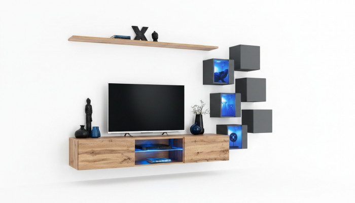 Modern Wandmiwwel Wunnwand Luxus Wand Regaler Sideboard TV-Ständer Wandschaf.