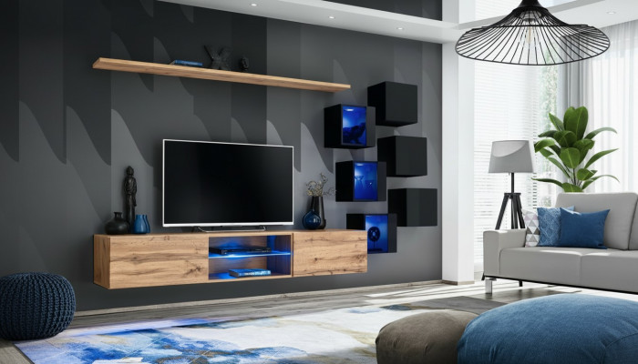 Wunnwand Braun Regal Sideboard Mauer Schaf Luxus Nei TV-Stänner Holzmöbel