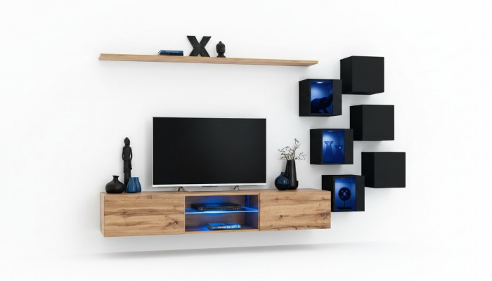 Wunnwand Braun Regal Sideboard Mauer Schaf Luxus Nei TV-Stänner Holzmöbel