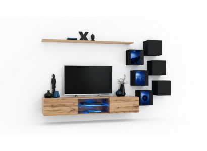 Wunnwand Braun Regal Sideboard Mauer Schaf Luxus Nei TV-Stänner Holzmöbel