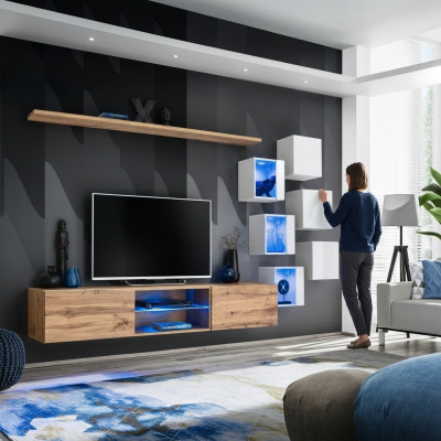 Wunnzëimmermiwwelen Säitensquëff Holzmiwwelen Luxus Set Ariichtung Komplett Mouereschaf