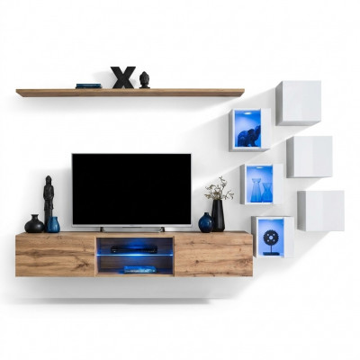 Wunnzëimmermiwwelen Säitensquëff Holzmiwwelen Luxus Set Ariichtung Komplett Mouereschaf