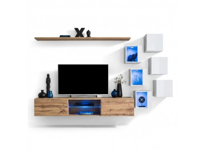 Wunnzëimmermiwwelen Säitensquëff Holzmiwwelen Luxus Set Ariichtung Komplett Mouereschaf