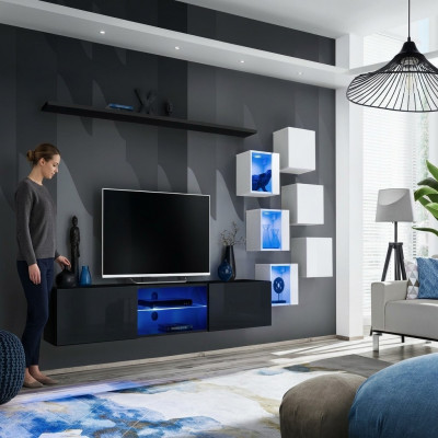 Modern komplett Wandschaf Wandregaler Luxus Designer Set Wunnzëimmermiwwelen