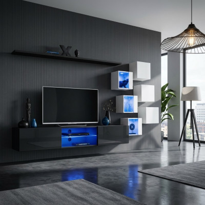 Modern komplett Wandschaf Wandregaler Luxus Designer Set Wunnzëimmermiwwelen