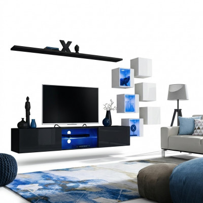 Modern komplett Wandschaf Wandregaler Luxus Designer Set Wunnzëimmermiwwelen