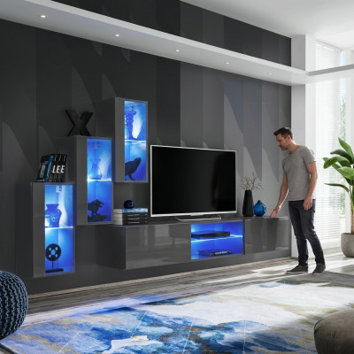 Garnitur Set 4-stéck Wunnwand Luxus Designer Sideboard TV-Stänner Holzmiwwelen