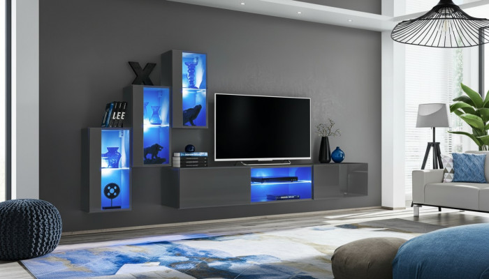 Garnitur Set 4-stéck Wunnwand Luxus Designer Sideboard TV-Stänner Holzmiwwelen