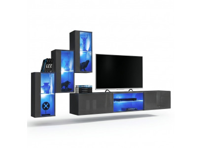 Garnitur Set 4-stéck Wunnwand Luxus Designer Sideboard TV-Stänner Holzmiwwelen