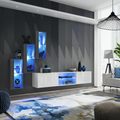 Luxusmiwweldesigner Wunnmauer TV-Ständer 3x Mauer fir Schief Sideboard Holzmiwwelen