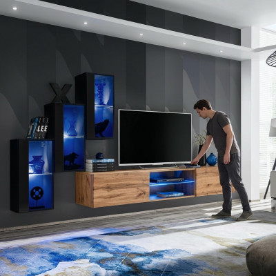 Wunnzëmmermiwwelen Luxus Wunnwand Komplett Designer Ariichtung Holzmiwwelen