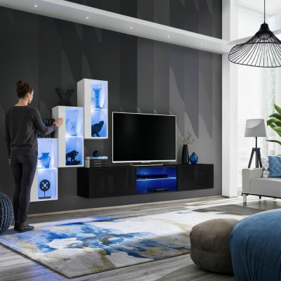 Wohnwand Luxus Miwwelen Komplett Set Designer Modern Ariichtung 3x Mauer-Schaféier