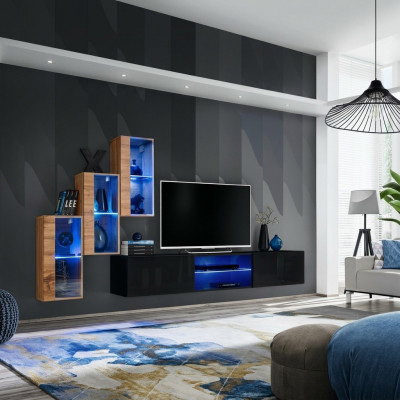 Wunnzëmmemiwwele Neu Wohnwand 210 cm 3x Wandschaf Afriichtung Luxus Wand Régaler.