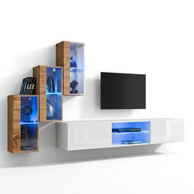 3x Mauer Schaf Wohnzimmermiwwelen Wunnwand 210 cm Ariichtung Luxus TV-Stänner