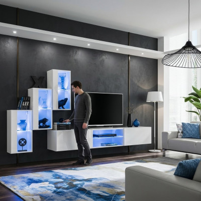 Wunnwand Luxus Nei Wunnzëmmer Set 210 cm Ariichtung Wand Regaler Modern.
