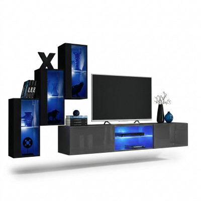 Set 4-Deeler Wunnmauer 210 cm Ariichtung Modern Wandschaf Neit