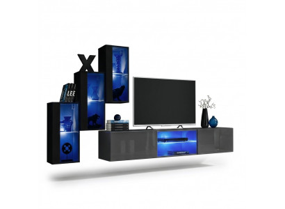 Set 4-Deeler Wunnmauer 210 cm Ariichtung Modern Wandschaf Neit
