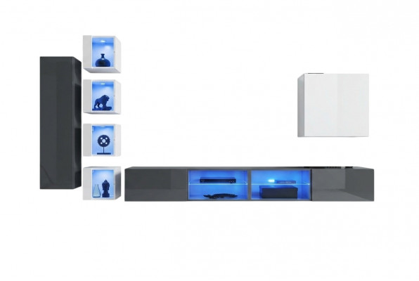 Wunnwand Gro Wand Regaler Schaf Sallmöbelen Ariichtung Luxus Set 7 Stéck.